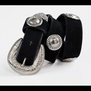 Vintage JOAN & DAVID Black Suede Belt